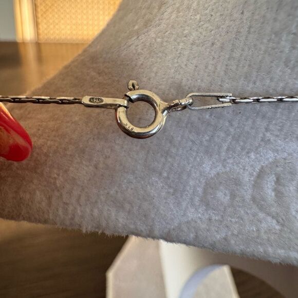 Lab-Created Square Emerald and Diamonds Necklace 14kt white gold - Picture 8 of 10